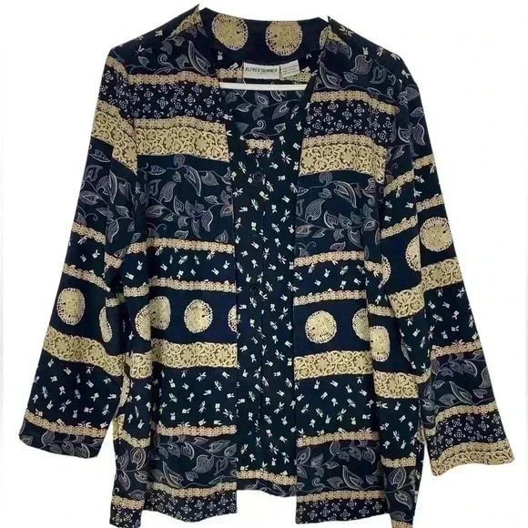 Alfred Dunner Capri Set Top 8 Bottoms 10 Navy Blue - Picture 1 of 5